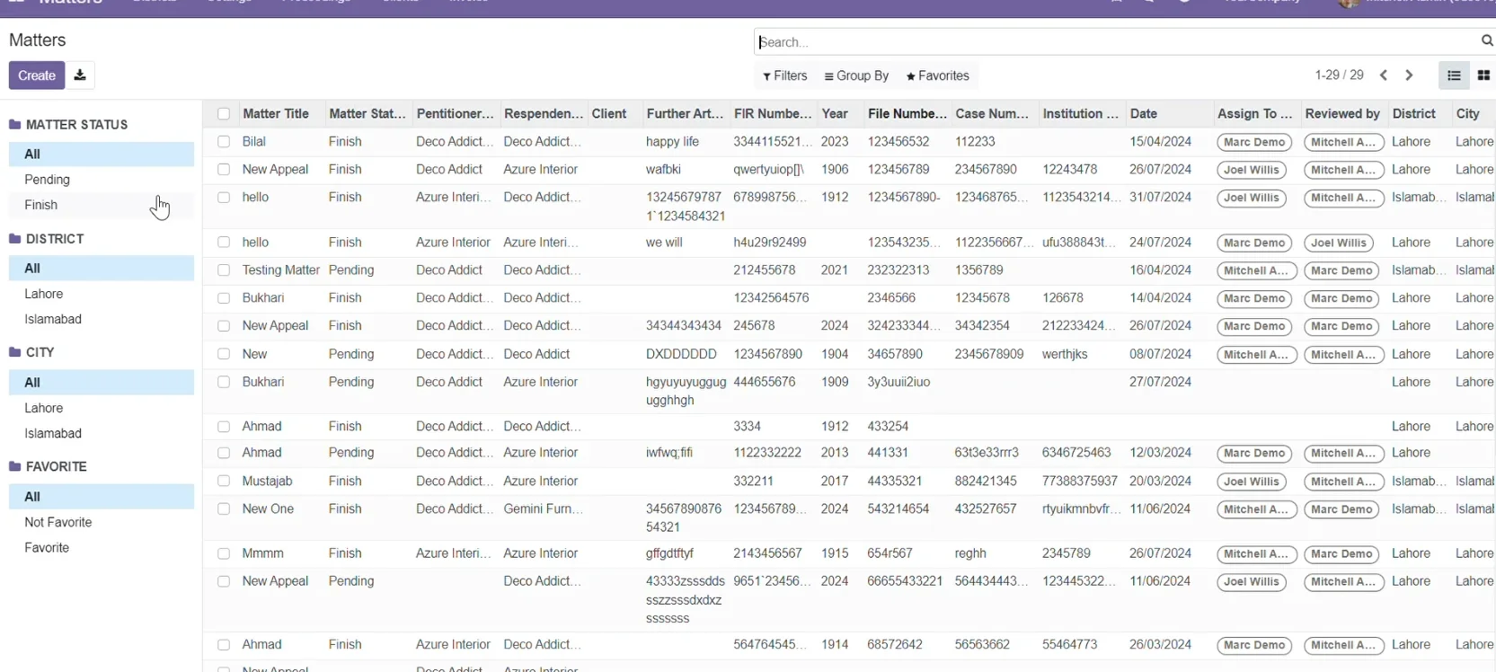 Legal Case Management System Built on Odoo